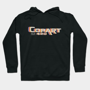 CopARt420 logo. White on Black VHS Design Hoodie